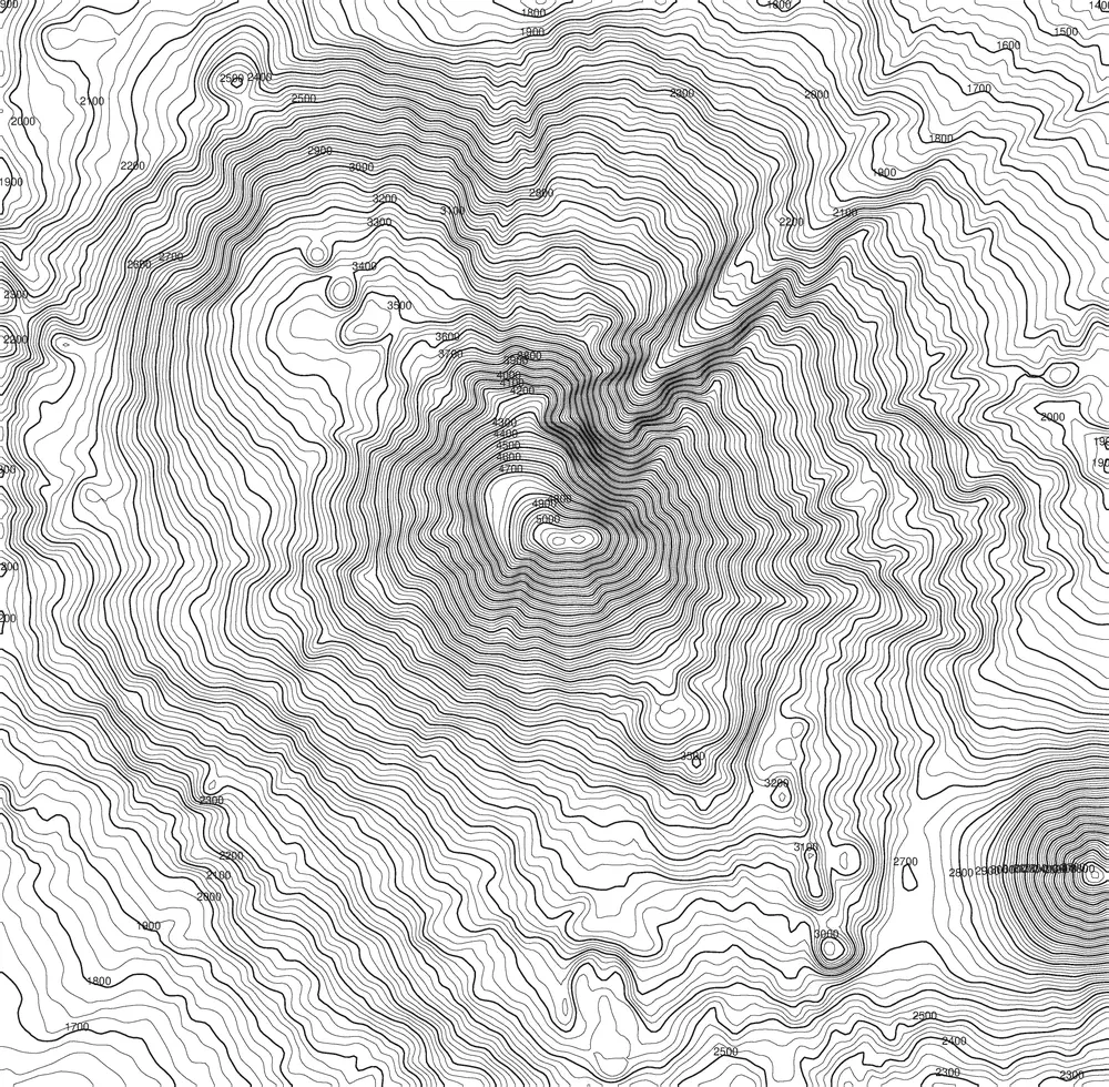 Contour lines of Mount Ararat