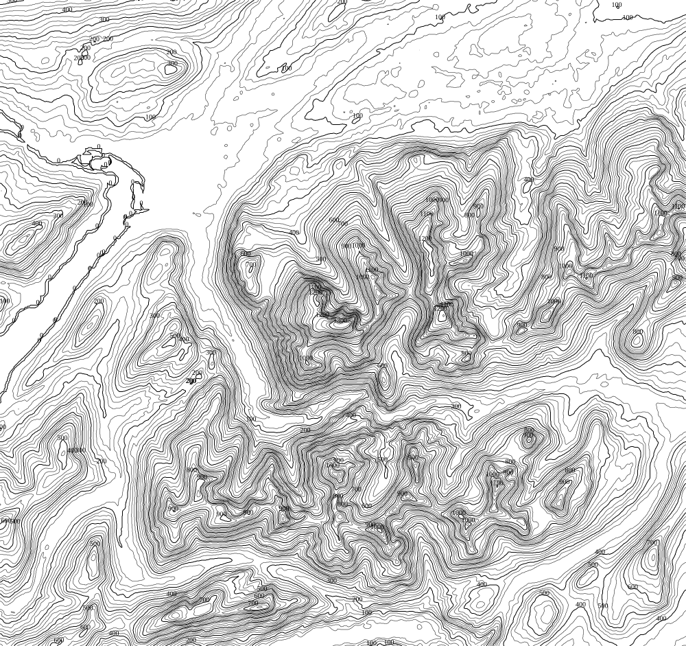 Höhenlinien von Ben Nevis