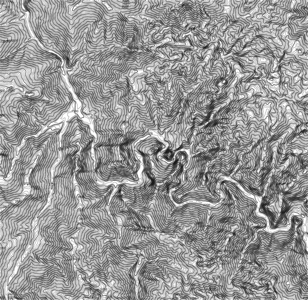 Contour lines of Huayna Picchu