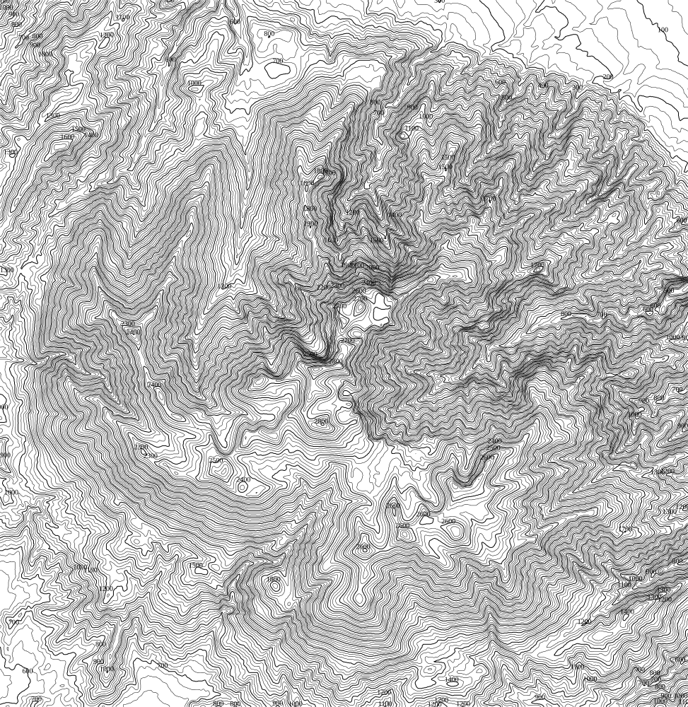 Höhenlinien von Mount Olympus