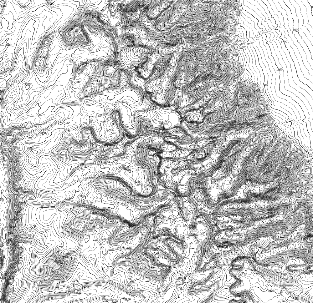 Höhenlinien von Mount Whitney