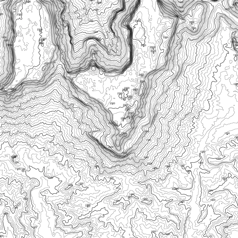 Contour lines of Mount Roraima