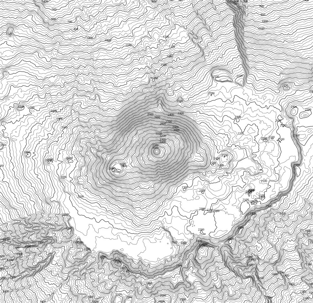 Höhenlinien von Teide