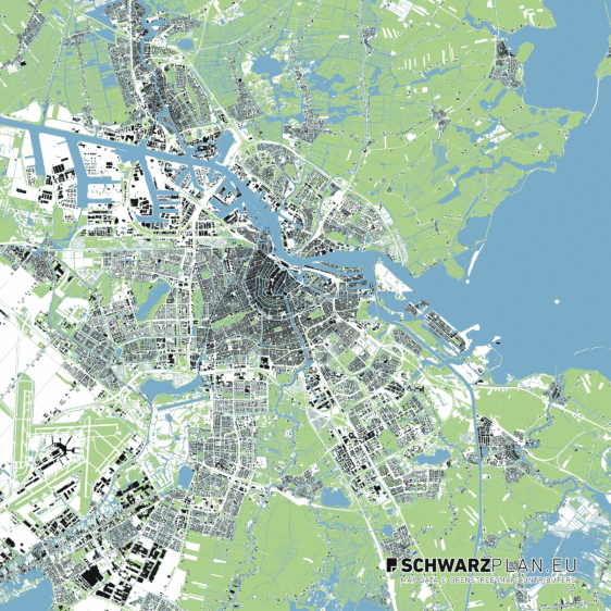 Schwarzplan von Amsterdam