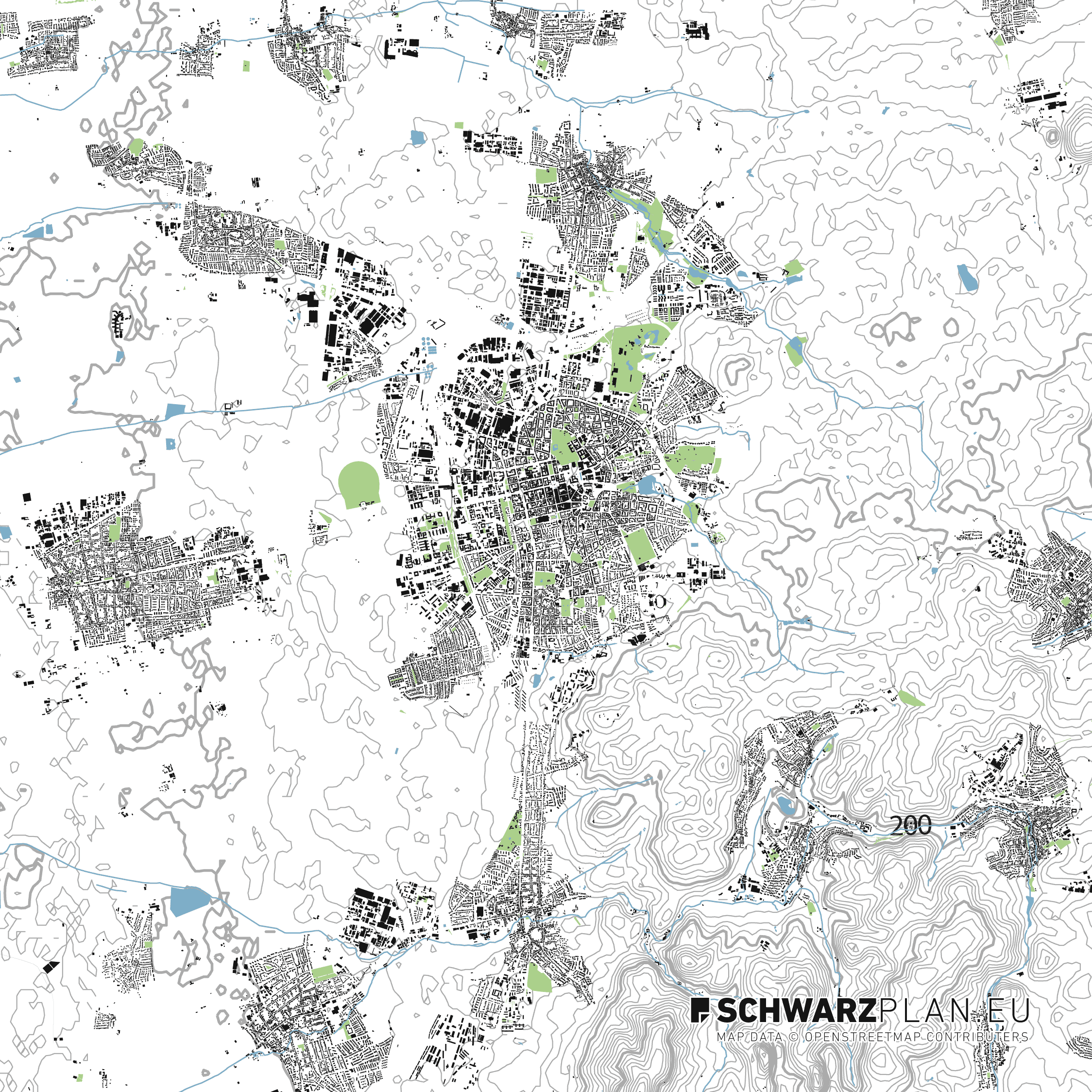 Lageplan von Darmstadt