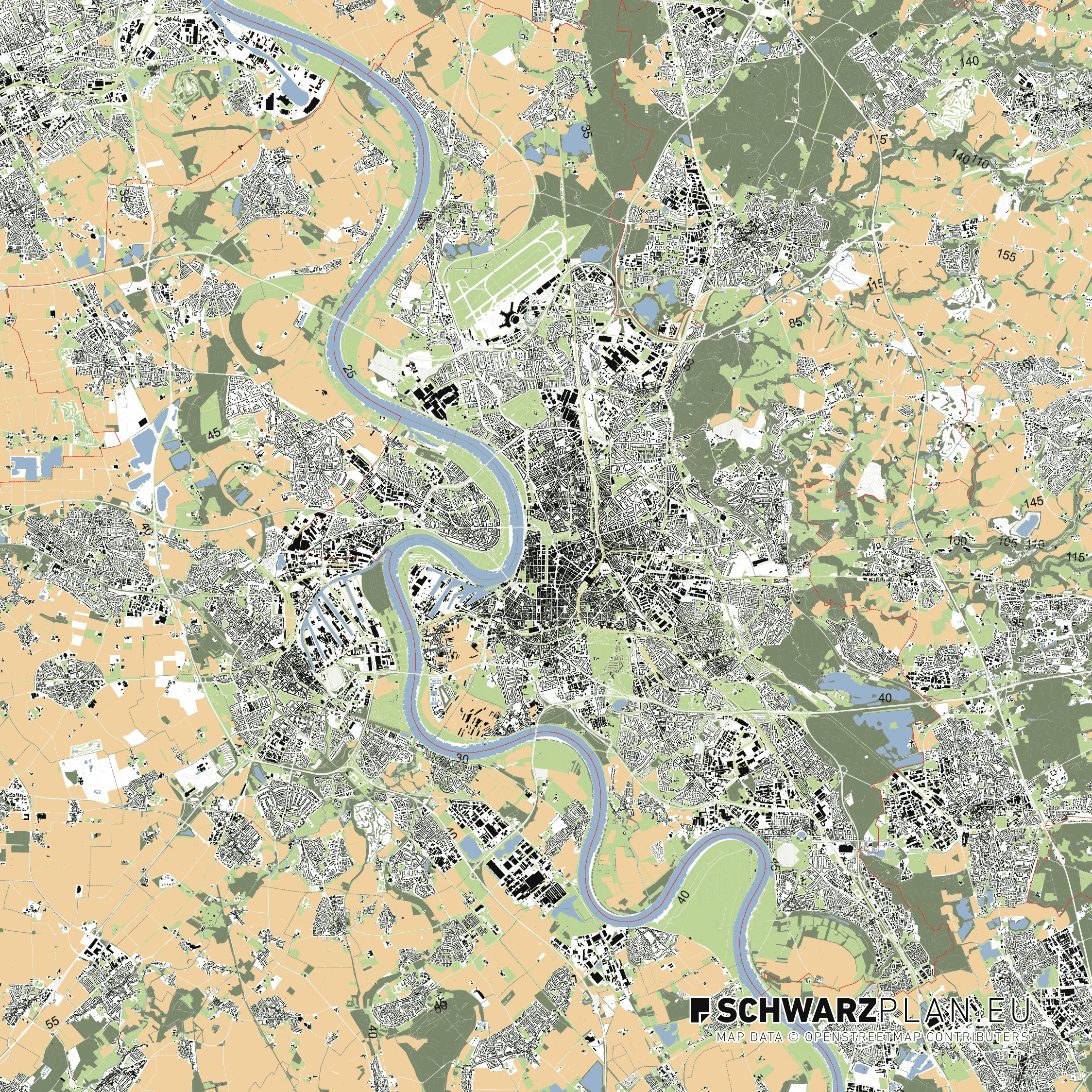 Lageplan von Düsseldorf