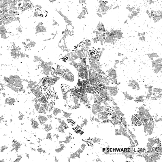 Schwarzplan von Düsseldorf