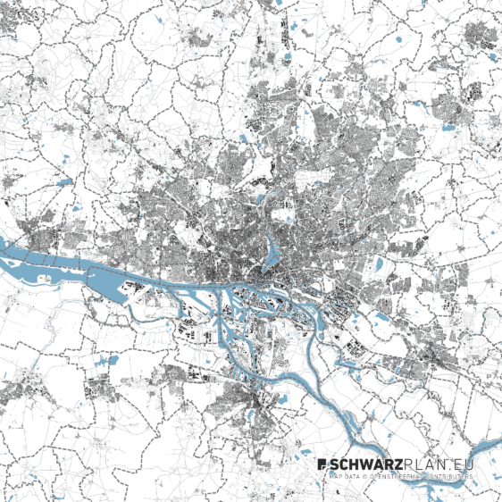 Schwarzplan von Hamburg