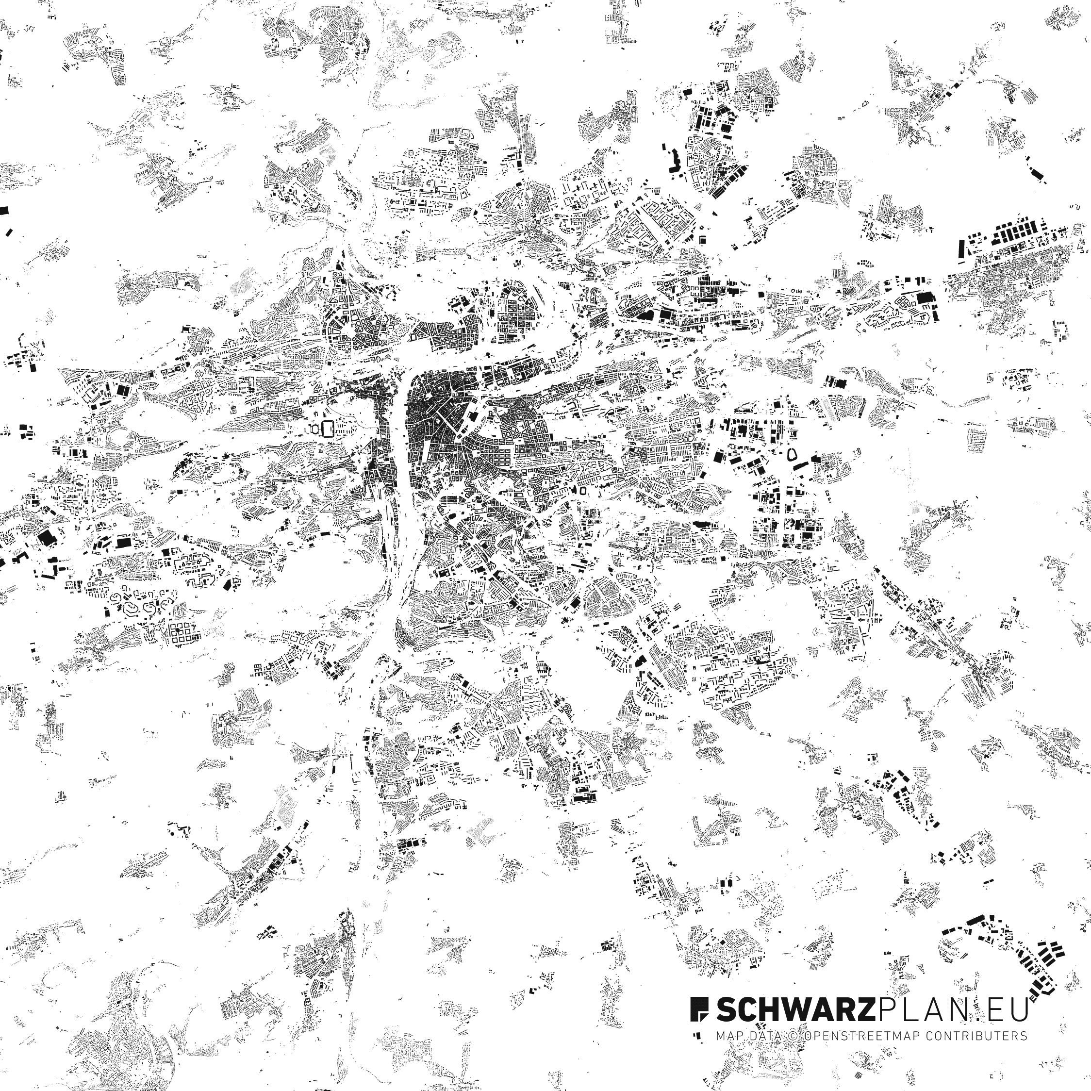 Figure ground plan of Prague / Praha