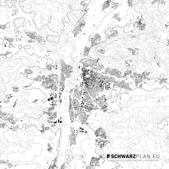 Schwarzplan von Erlangen