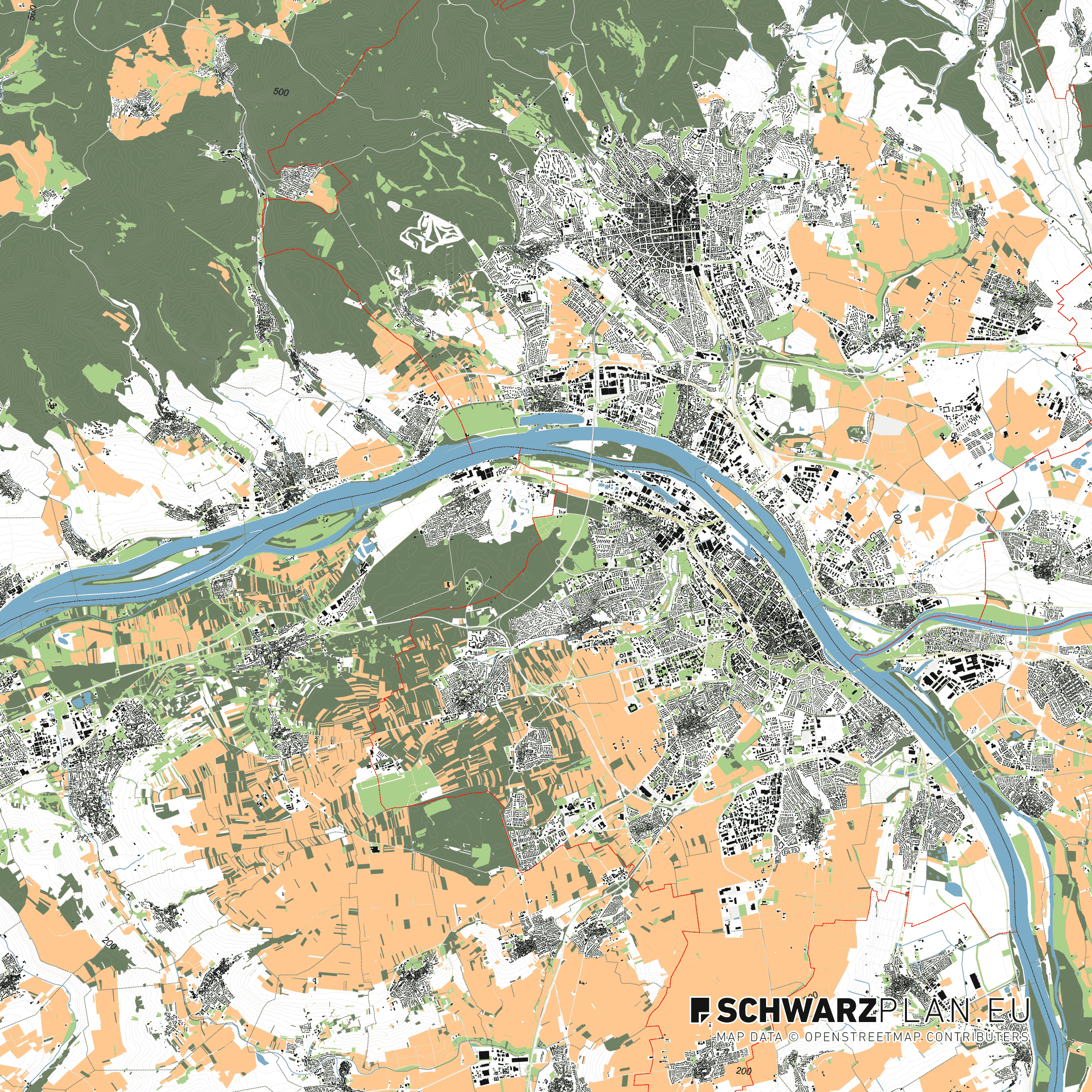 Lageplan von Mainz & Wiesbaden