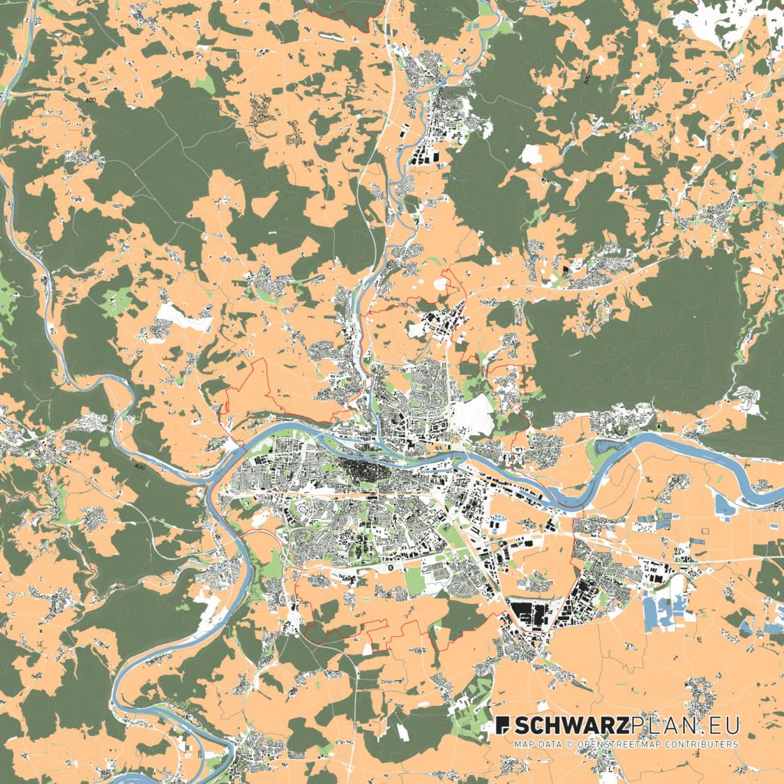 Site Plan & Figure Ground Plan of Regensburg for download as PDF, DWG ...