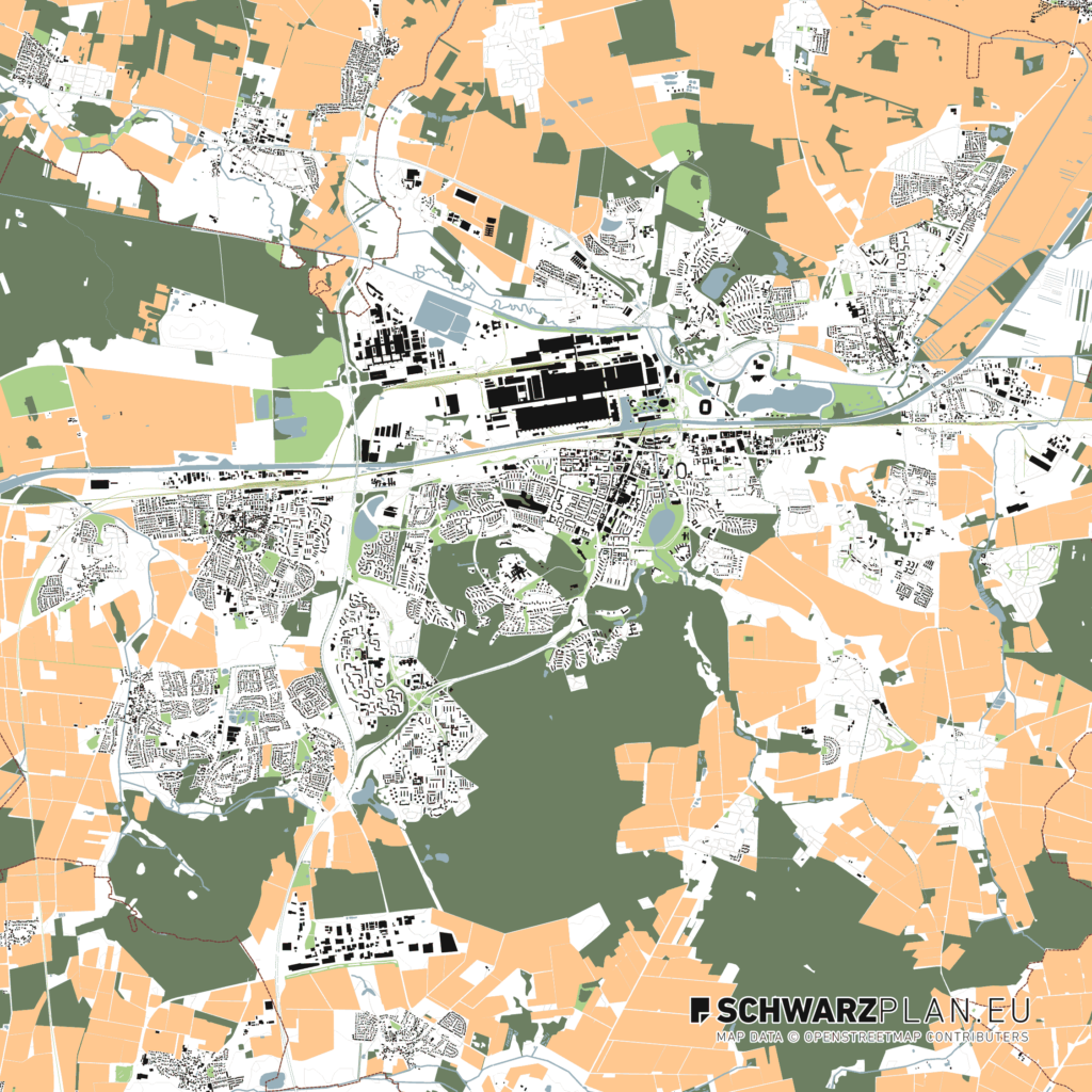 Site Plan & Figure Ground Plan of Wolfsburg for download as PDF, DWG ...