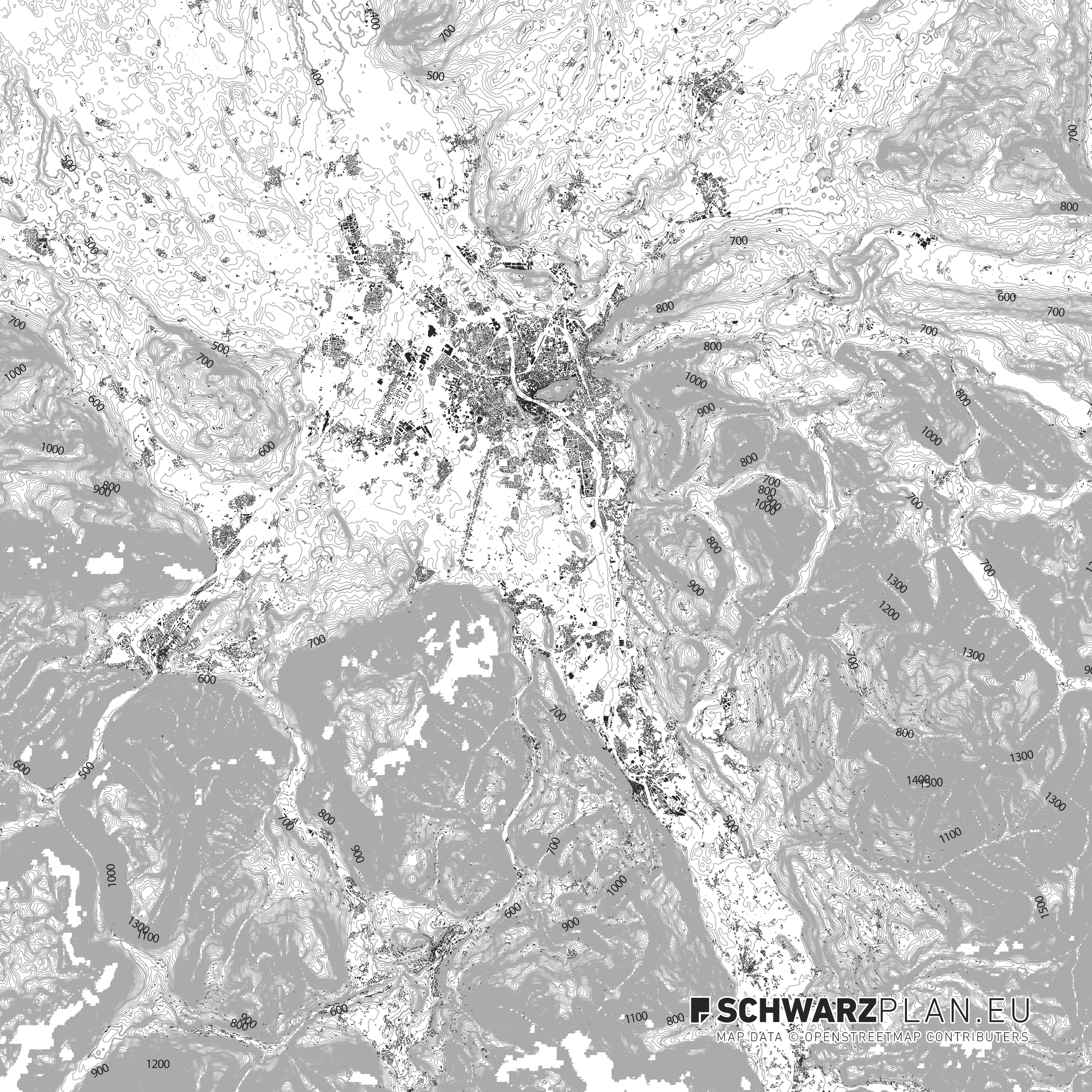 Schwarzplan von Salzburg