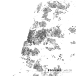 Schwarzplan von Tel Aviv in Israel