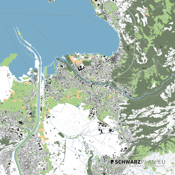 Lageplan von Bregenz in Österreich