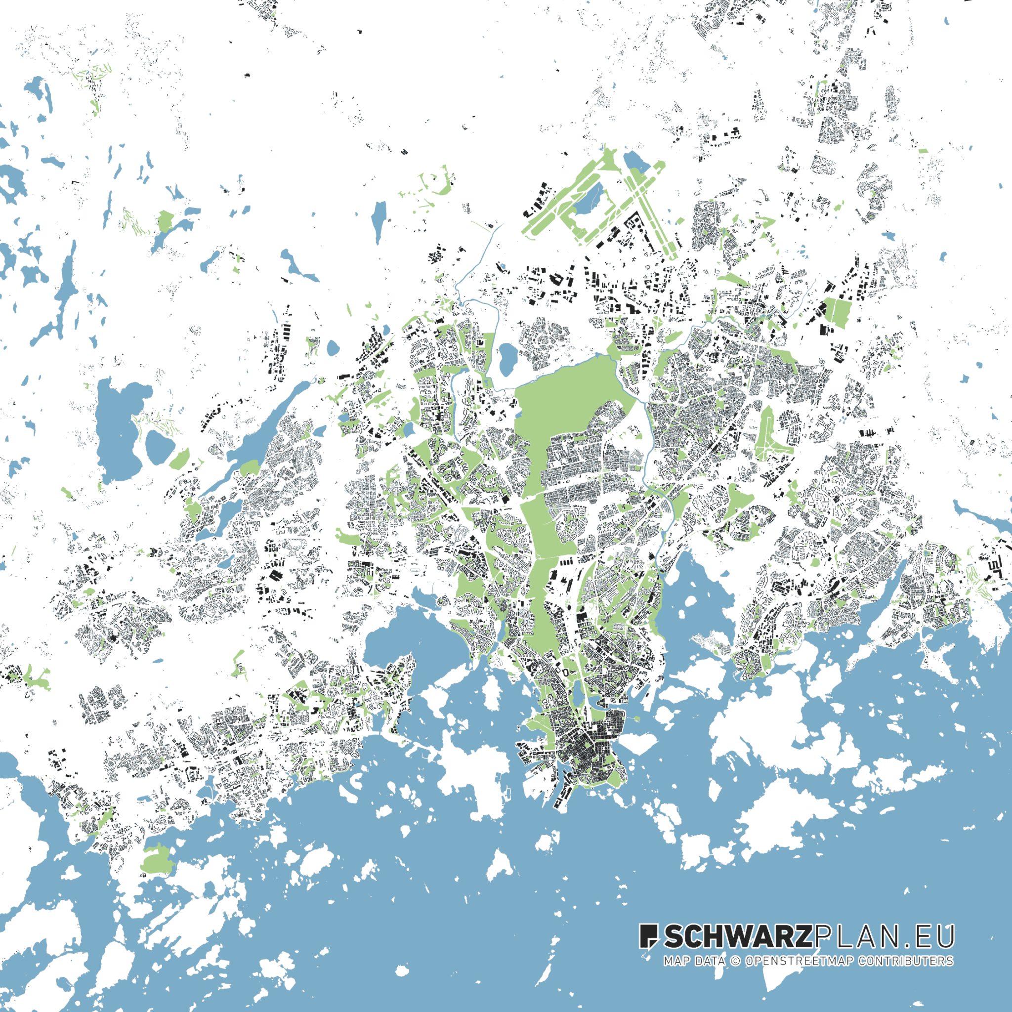 Neue Schwarzpläne von Helsinki, Luxemburg, Brüssel, Freising und Gelsenkirchen