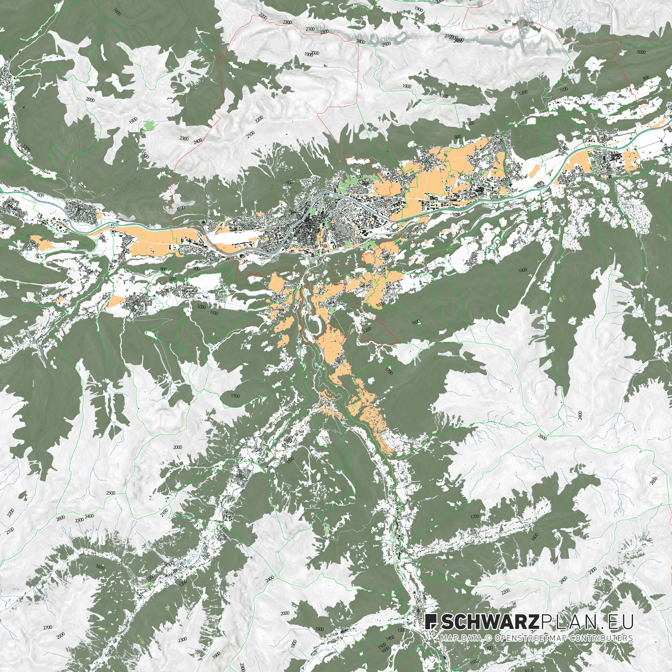 Lageplan von Innsbruck in Österreich