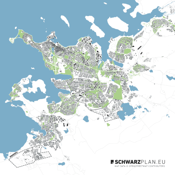 Schwarzplan von Reykjavik