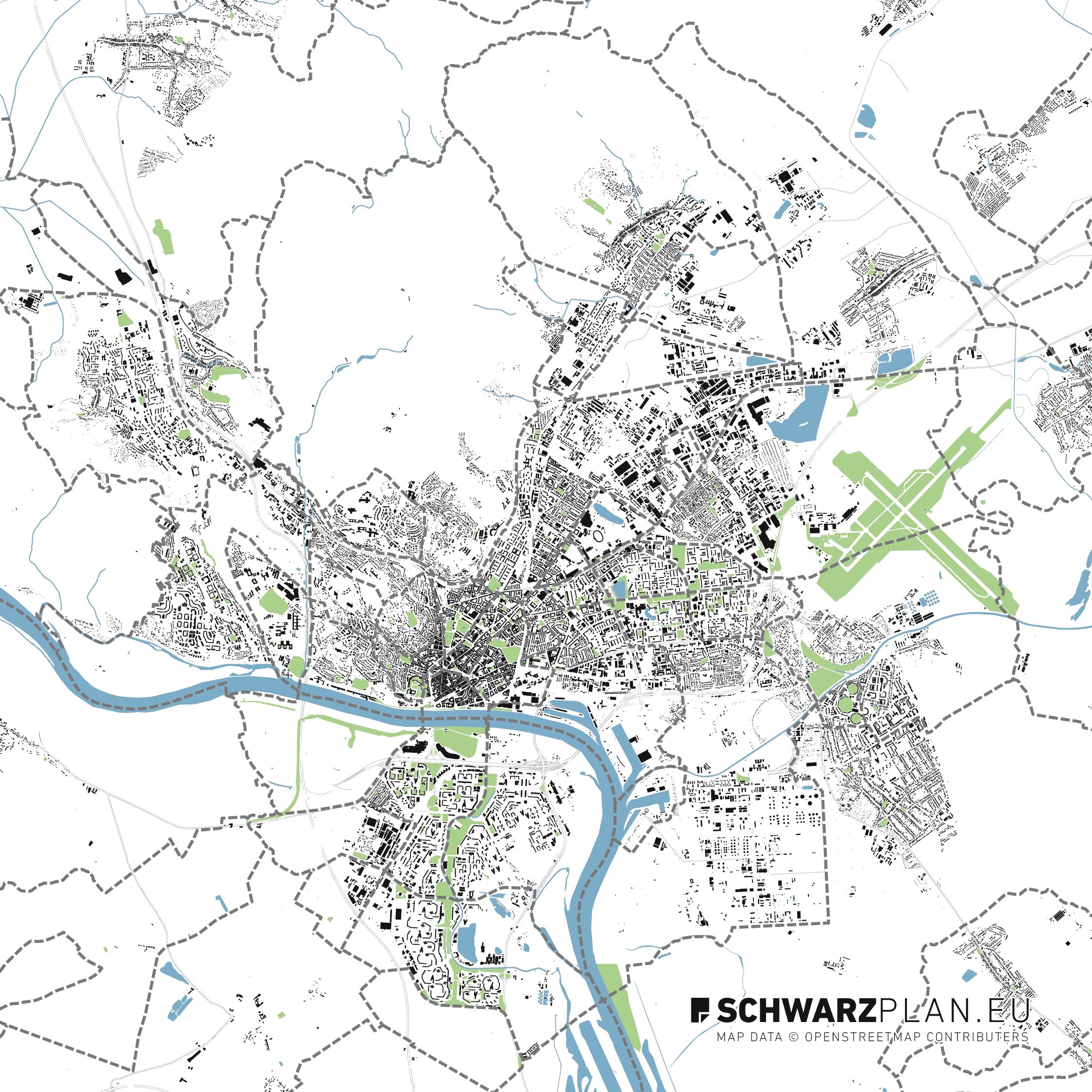 Schwarzplan von Bratislava
