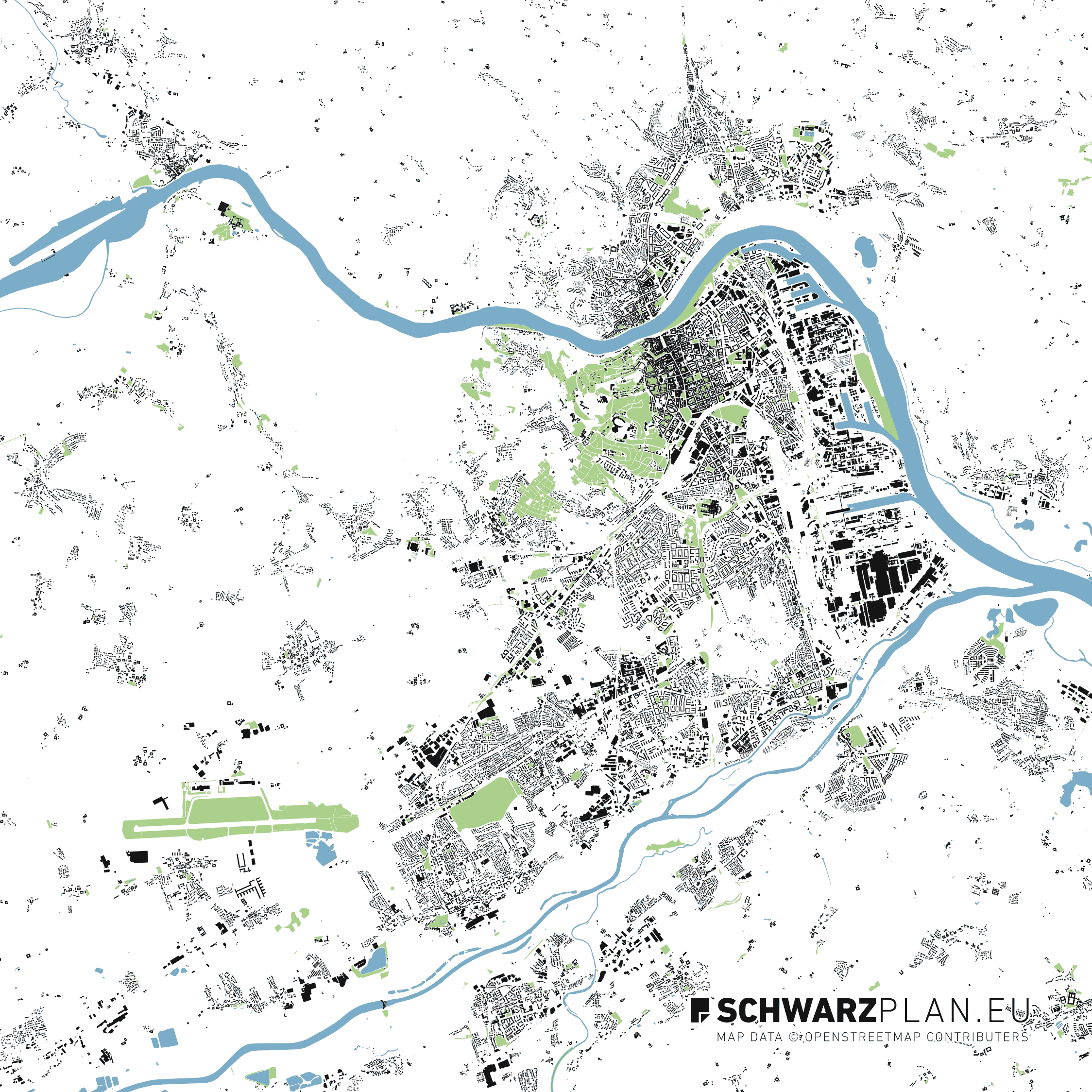 Schwarzplan von Linz