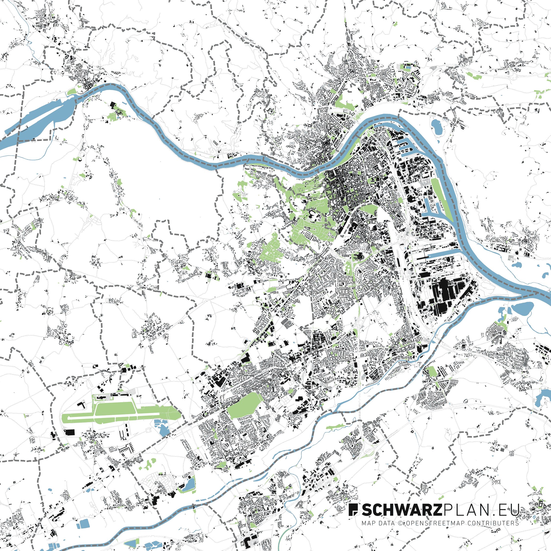 Schwarzplan von Linz