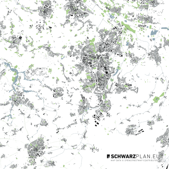 Schwarzplan von Mönchengladbach