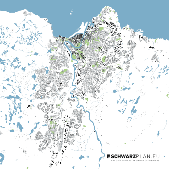 Schwarzplan von Trondheim