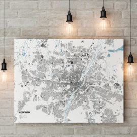Stadtplan von München gedruckt auf Leinwand
