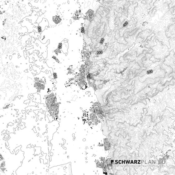 Lageplan mit Höhenlinien von Bensheim
