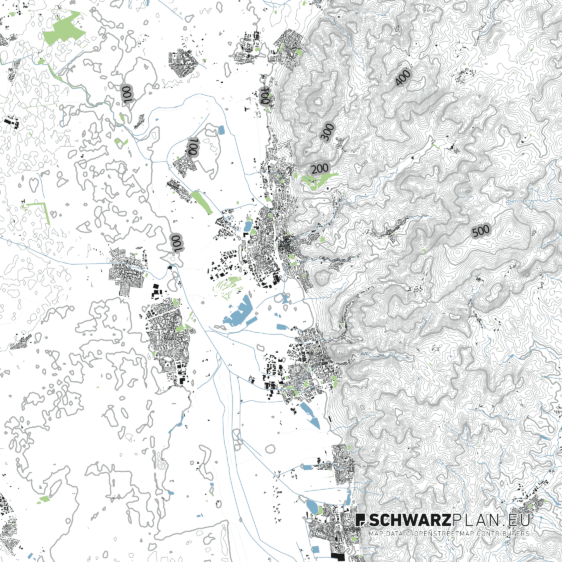 Lageplan mit Höhenlinien von Bensheim
