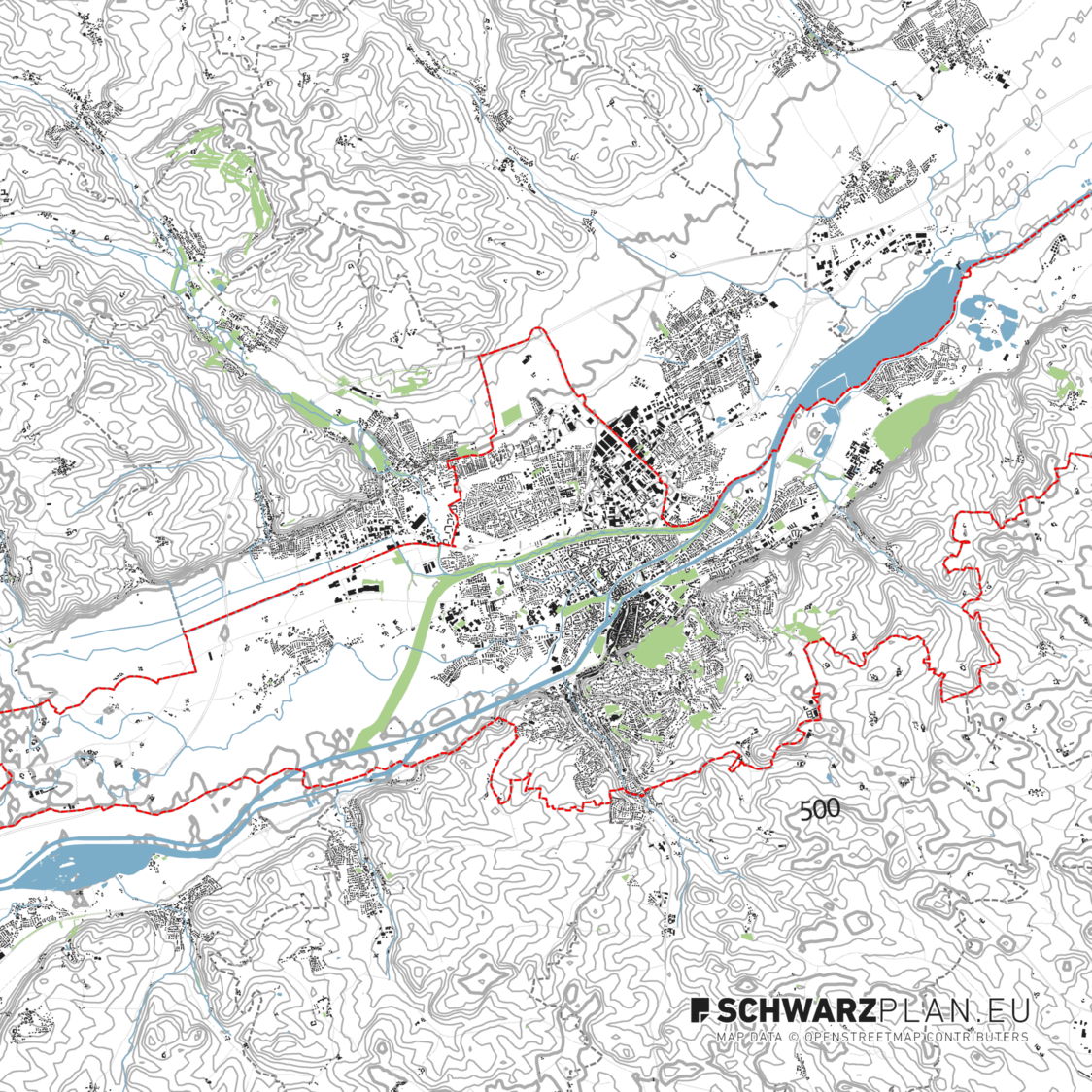 Site Plan & Figure Ground Plan of Landshut for download as PDF, DWG