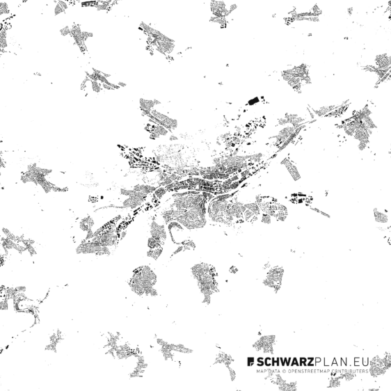 Schwarzplan von Pforzheim - Singen - Remchingen