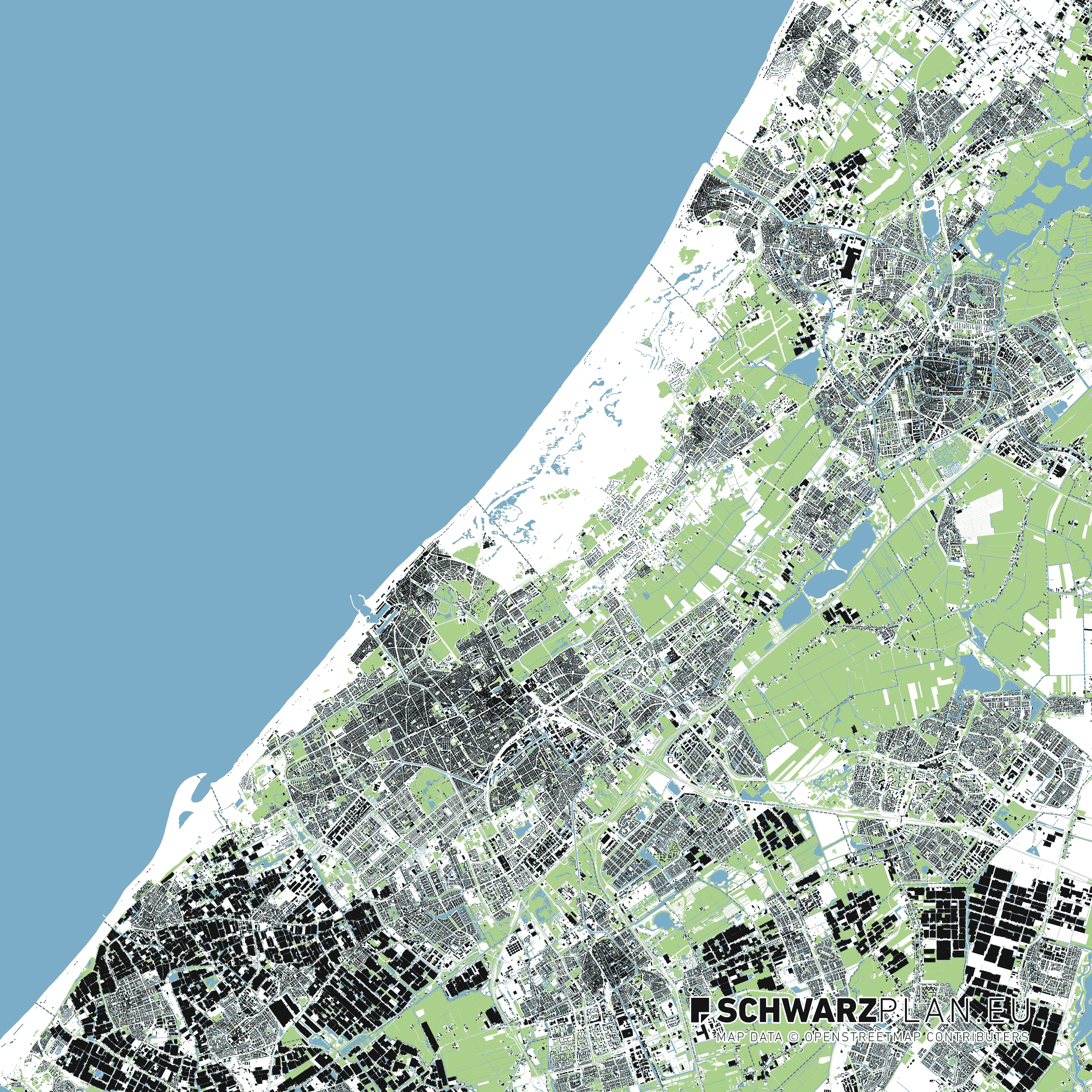Lageplan von Den Haag, Delft und Leiden