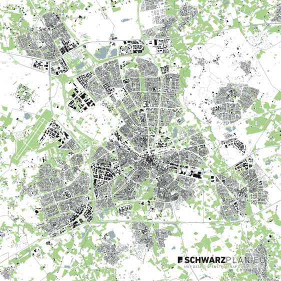 Figure Ground Plan & Site Plan of Eindhoven for download as PDF, 1:50 000