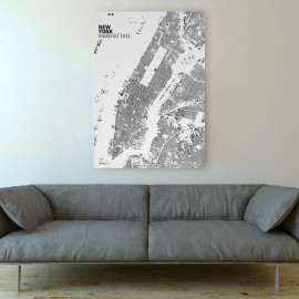 Schwarzplan von New York auf Leinwand gedruckt