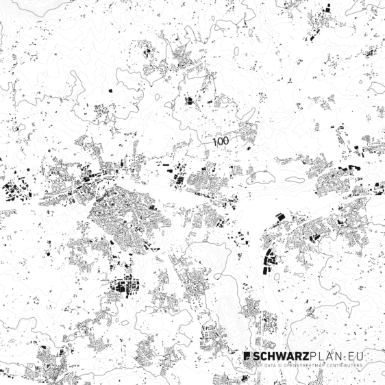 Schwarzplan von Bünde, Kirchlengern und Löhne