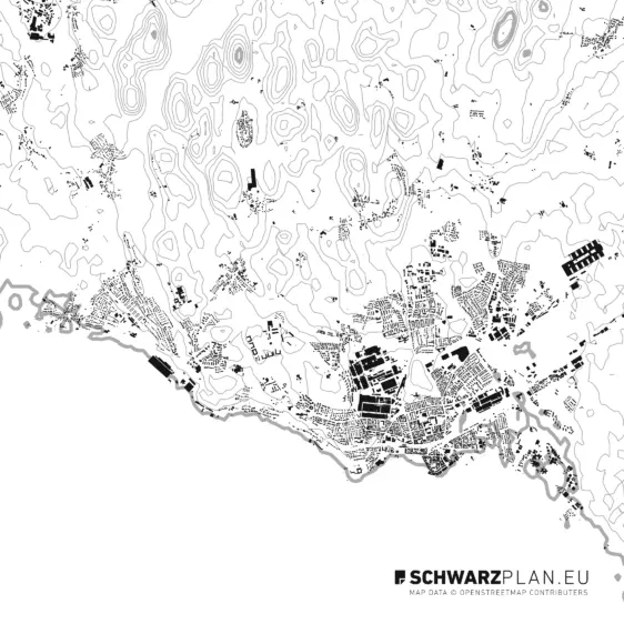Schwarzplan von Friedrichshafen