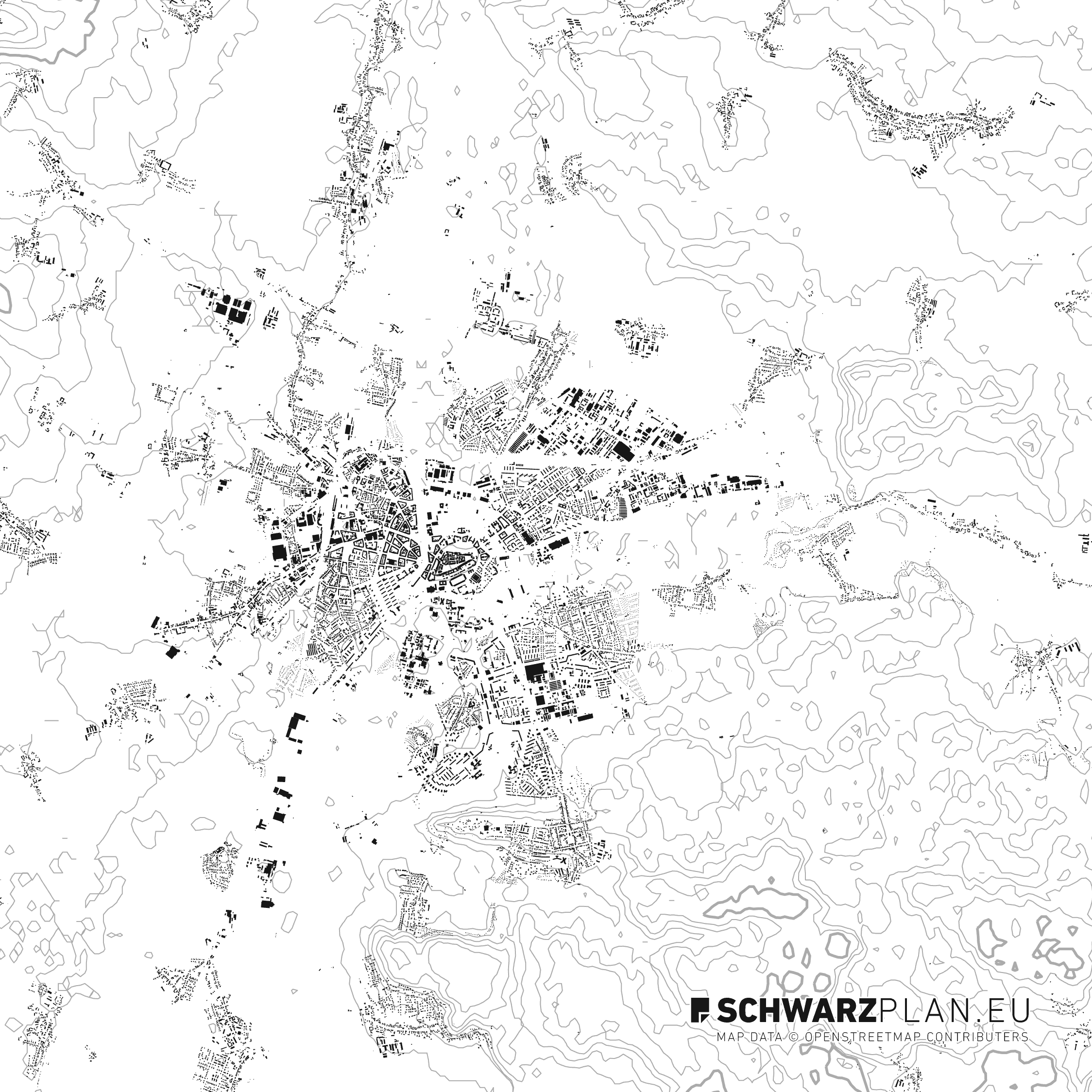 Figure ground plan of Hradec Kralove
