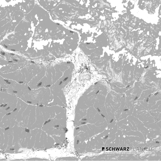 Schwarzplan von Saalfelden am Steinernen Meer