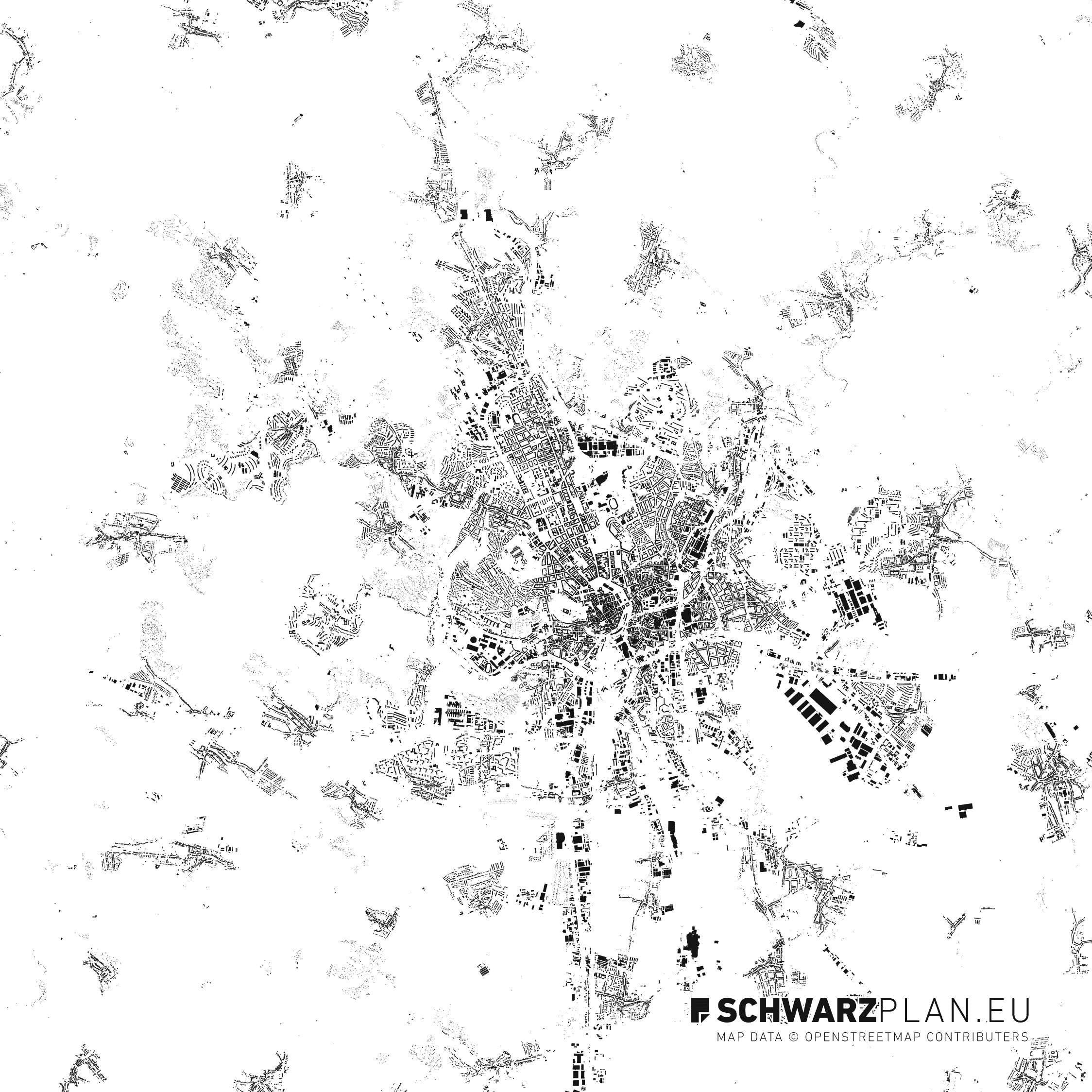 Figure ground plan of Brno in Czech Republic