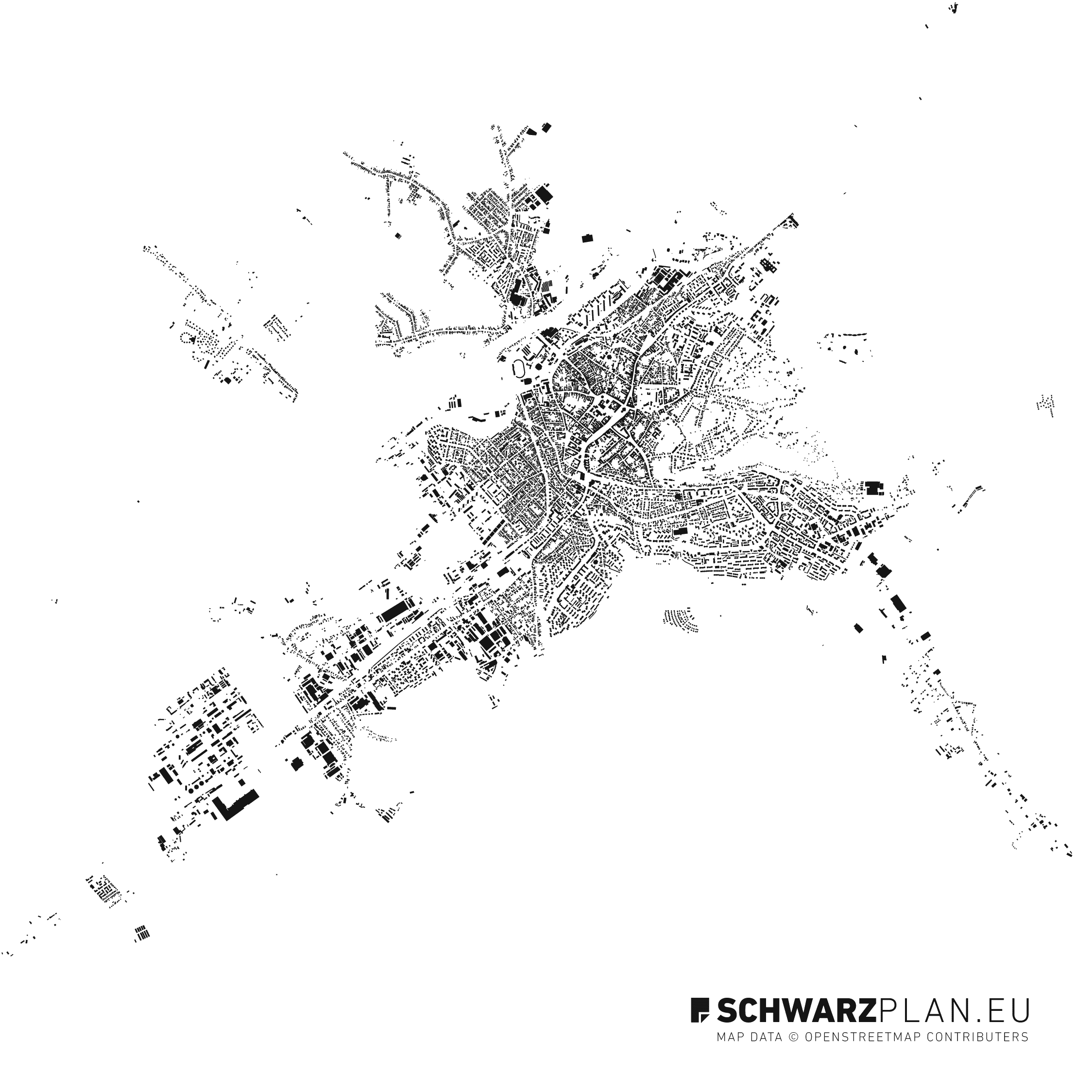 Figure ground plan of Targu Mures in Romania