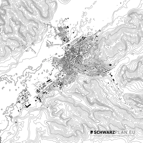 Schwarzplan von Targu Mures in Rumänien