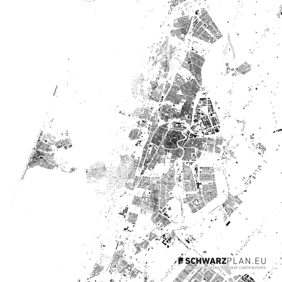 Schwarzplan von Haarlem in den Niederlanden