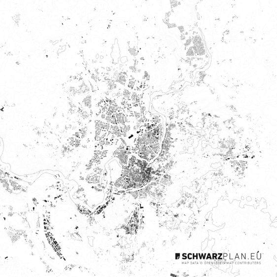 Schwarzplan von Vilnius in Litauen