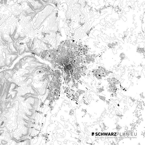 Schwarzplan von Dijon in Frankreich