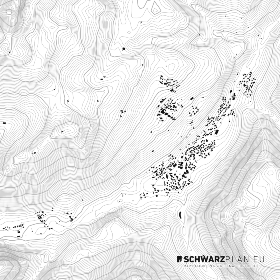 Schwarzplan von Lech und Zug in Österreich