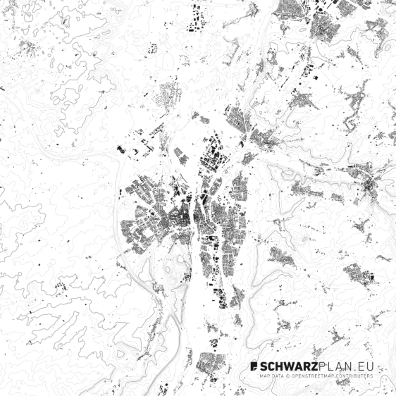 Schwarzplan von Maastricht in den Niederlanden
