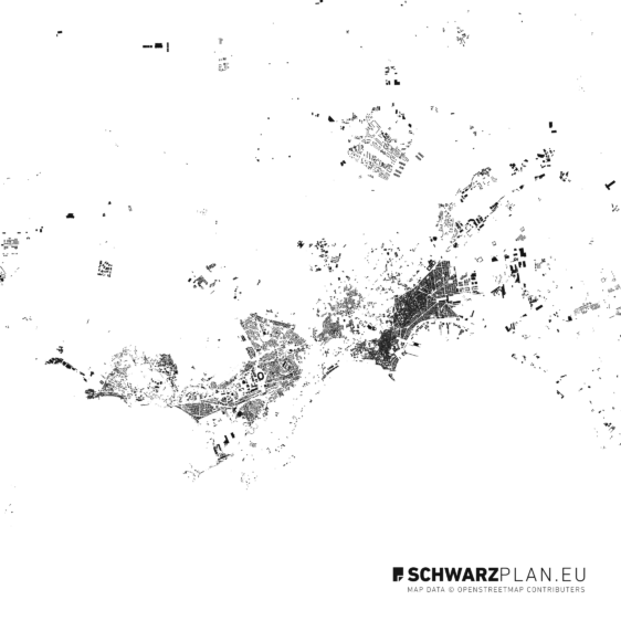 Schwarzplan von Neapel in Italien