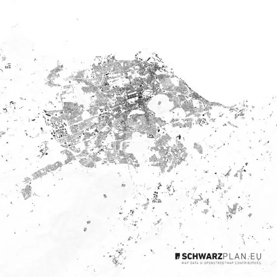 Schwarzplan von Edinburgh in Schottland